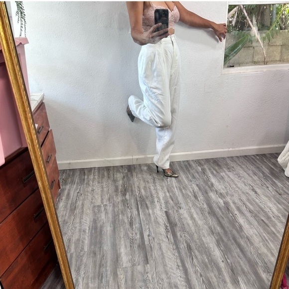 Vintage Amanda Smith Pure Linen white high rise pants size:10 - Picture 2 of 15